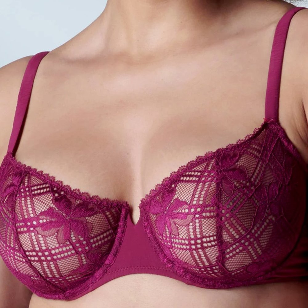 Simone Perele Victoire Sheer Demi bra  Style# 1A4330  syrah  34B 34C  New no tag